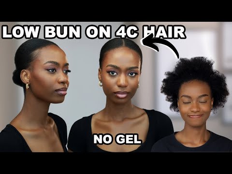 SLEEK LOW BUN ON 4C NATURAL HAIR WITH NO GEL | CLEAN GIRL AESTHETIC | Glory Okings