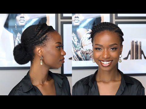 Simple Flat Twist Low Bun Hairstyle For 4b 4c Natural Hair