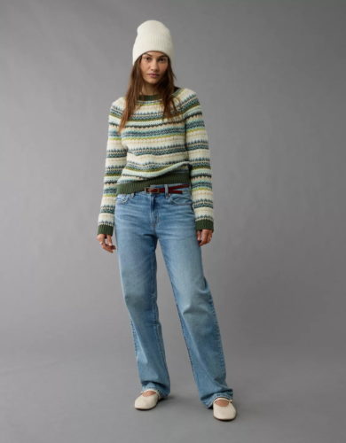 AE fair isle sweater w jeans