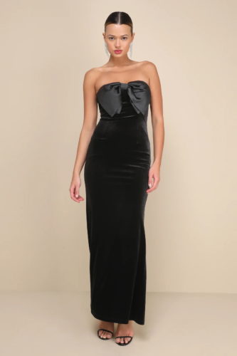 Lulus black velvet box maxi dress