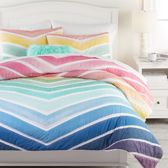 Rainbow chevron duvet from PBTeen