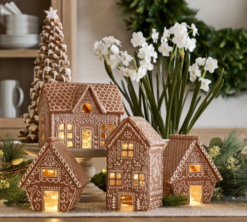 Gingerbread village houses from pottery barn