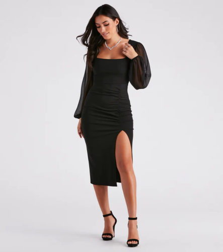 Windsor Chiffon Sleeve Midi Dress