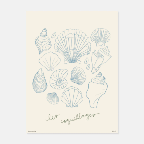 Cute blue and white coastal seashell print from Dormify